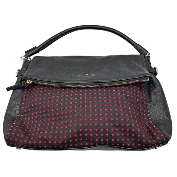 Kate Spade Shoulder Bag Purse Cobble Hill Little Minka Leather Canvas Dot - Picture 1 of 11